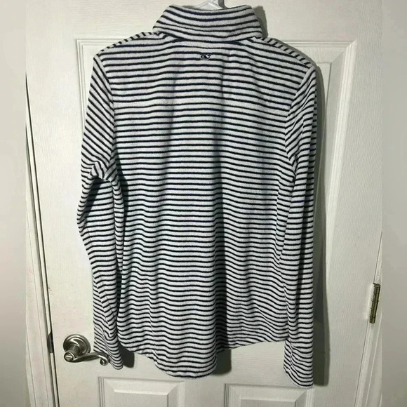 Vineyard Vines Martha's Vineyard half zip striped white w/blue Terry size small - Picture 9 of 10